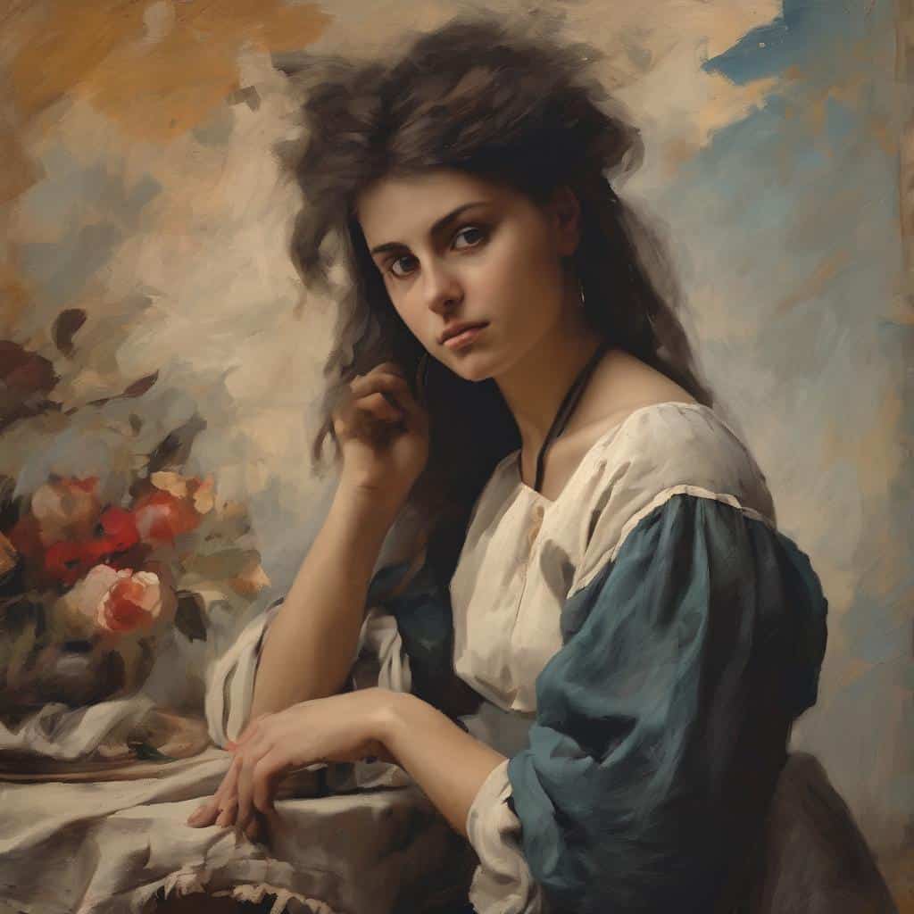 Ο άνθρωπος σε έργο τέχνης, εκφραστικότητα και παρουσία, μέσα από αριστοτεχνικό πίνακα ζωγραφικής που απεικονίζει την ανθρώπινη εμπλοκή σε καλλιτεχνικές δημιουργίες.